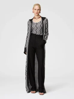 Long zig zag lamé viscose cardigan