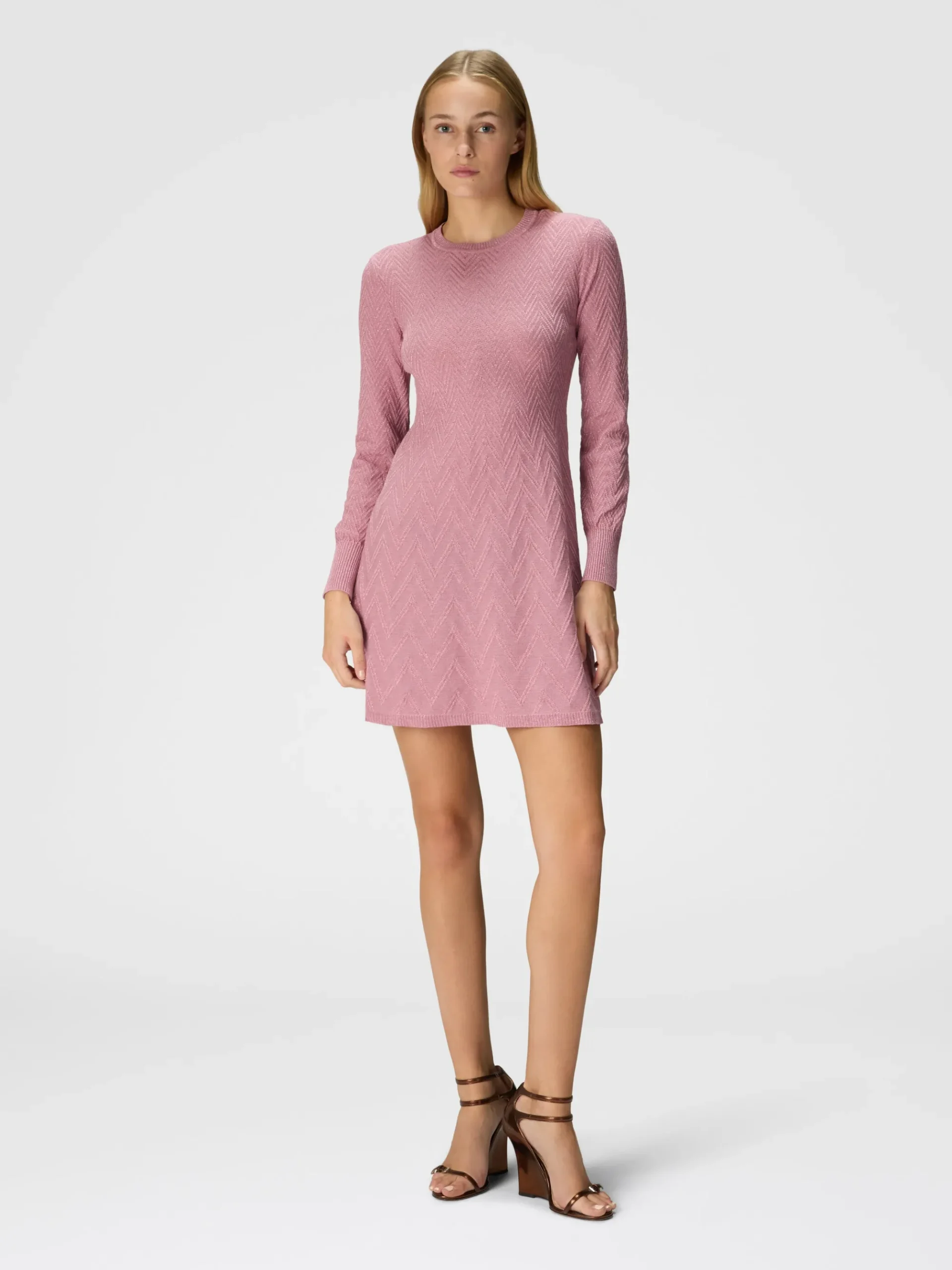 Long-sleeved A-line mini dress