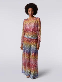 Long-sleeved blouse in zigzag print fabric