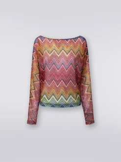 Long-sleeved blouse in zigzag print fabric