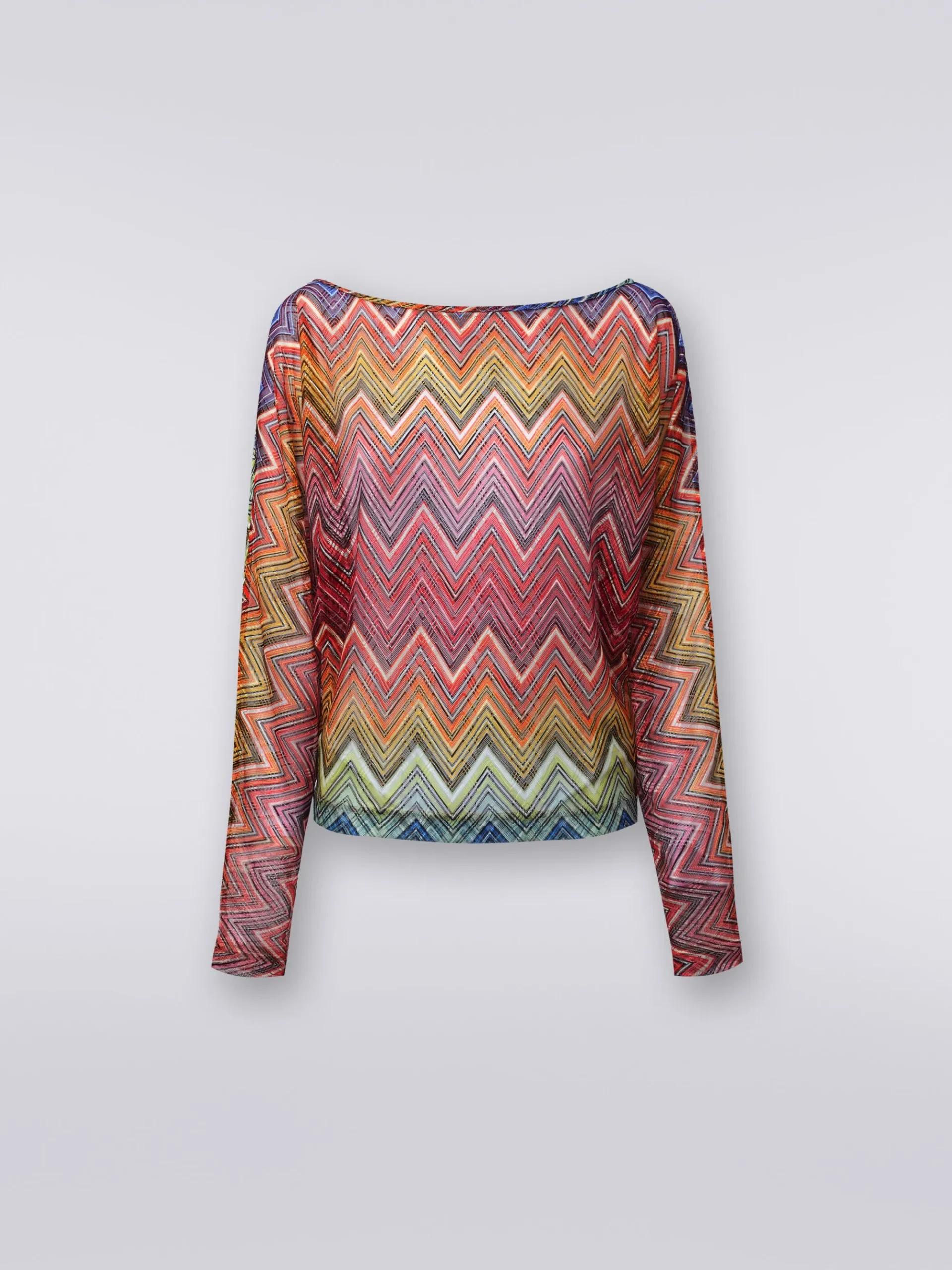 Long-sleeved blouse in zigzag print fabric