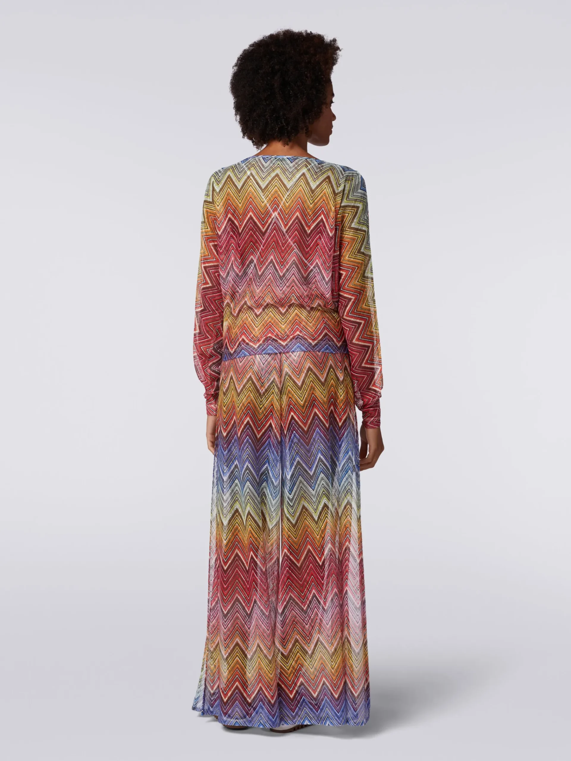 Long-sleeved blouse in zigzag print fabric