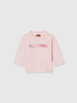 Long-sleeved cotton crewneck T-shirt with logo
