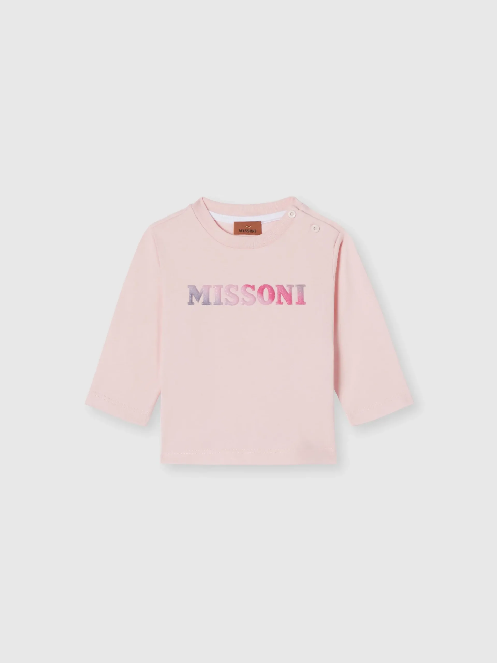 Long-sleeved cotton crewneck T-shirt with logo