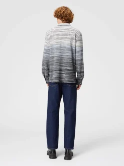 Long-sleeved polo shirt in slub cotton piqué