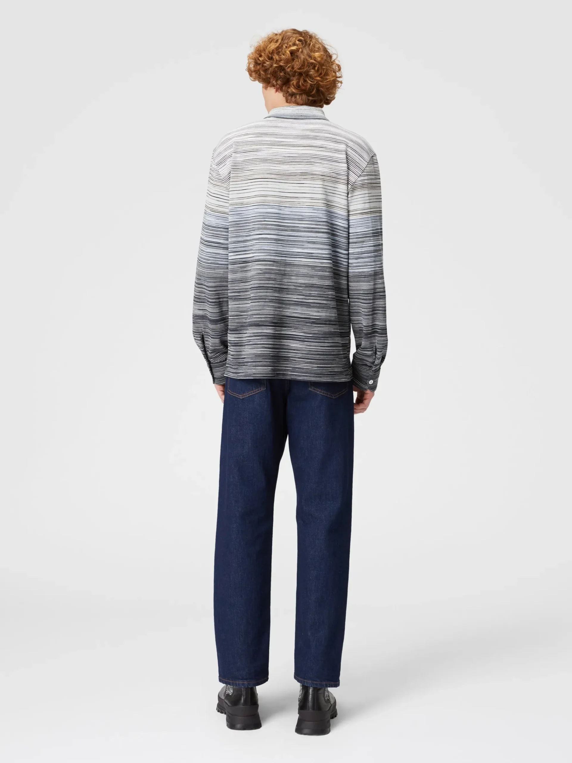 Long-sleeved polo shirt in slub cotton piqué