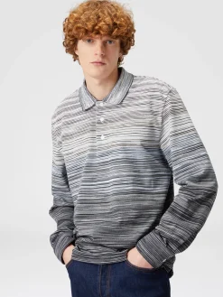 Long-sleeved polo shirt in slub cotton piqué