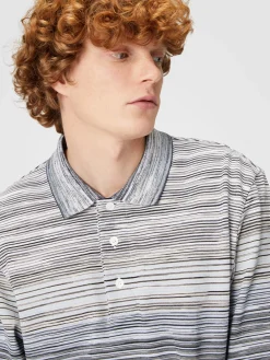 Long-sleeved polo shirt in slub cotton piqué