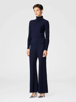 Long-sleeved turtleneck sweater with chevron pattern