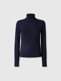 Long-sleeved turtleneck sweater with chevron pattern