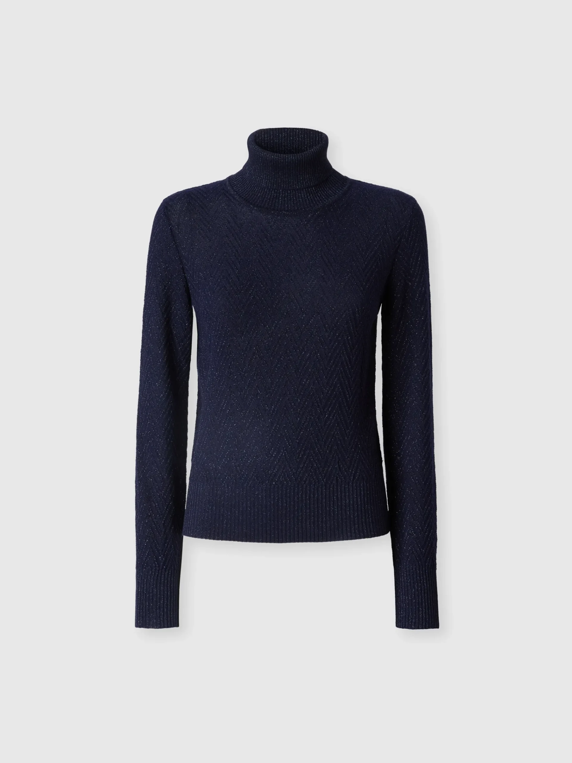 Long-sleeved turtleneck sweater with chevron pattern