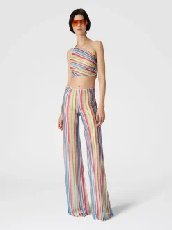 Low-waisted cover-up trousers with zig zag print