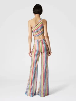 Low-waisted cover-up trousers with zig zag print