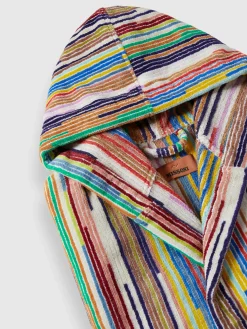 Melody bathrobe in cotton terry with vertical stripes