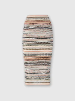 Midi skirt in lamé embossed viscose with wave pattern