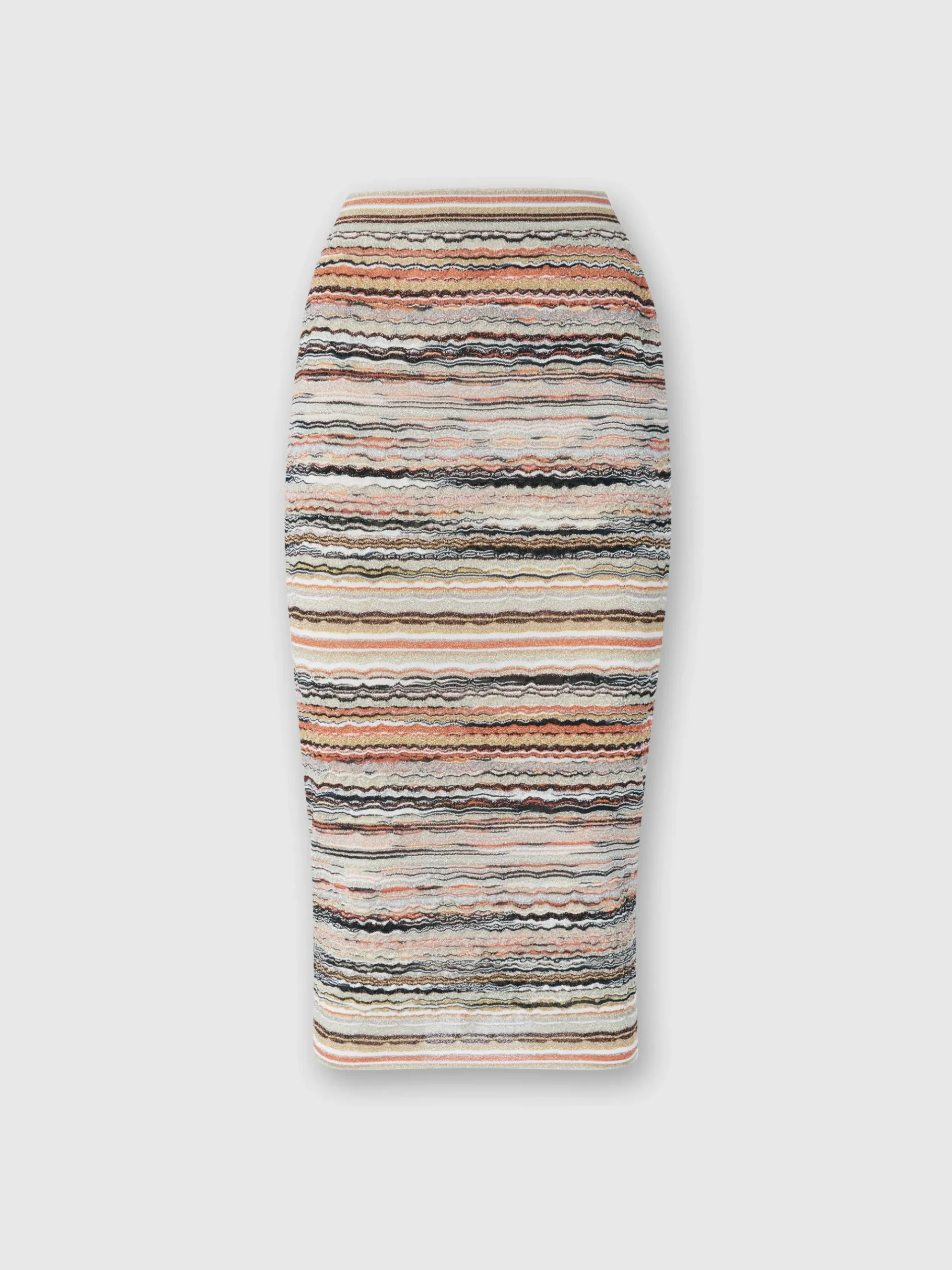 Midi skirt in lamé embossed viscose with wave pattern