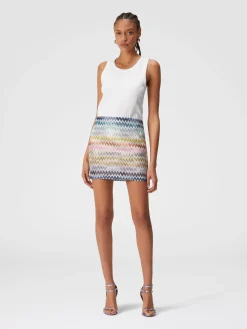 Mini skirt in zig zag lamé viscose blend