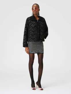 Miniskirt with lamé embossed zigzag
