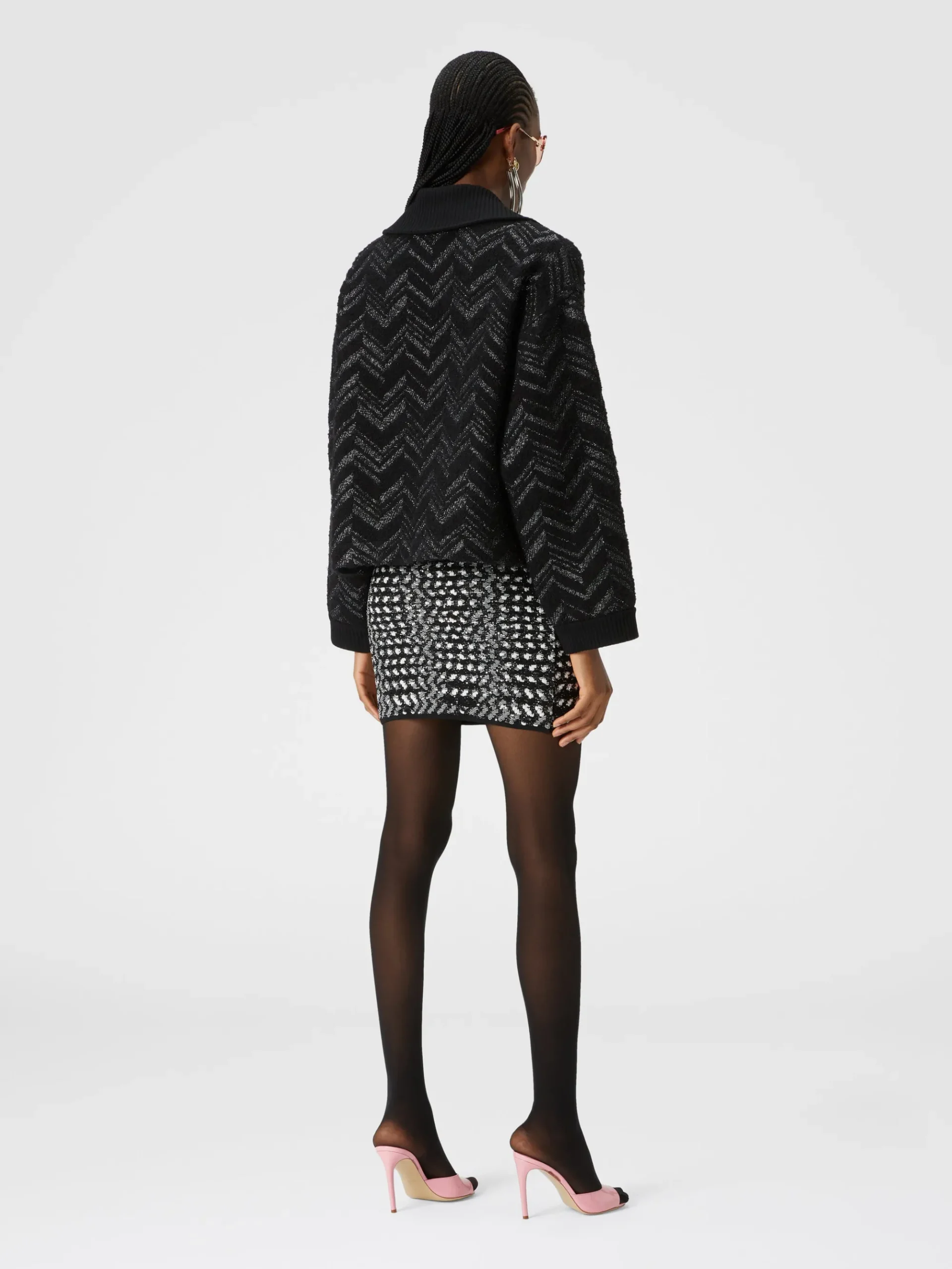 Miniskirt with lamé embossed zigzag