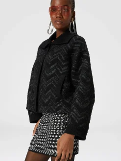 Miniskirt with lamé embossed zigzag