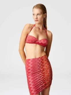 Minskirt cover-up in stretch nylon zig zag lamé