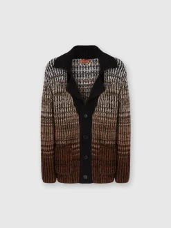 Mélange wool cardigan with contrasting piping