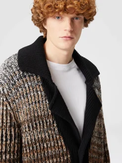 Mélange wool cardigan with contrasting piping