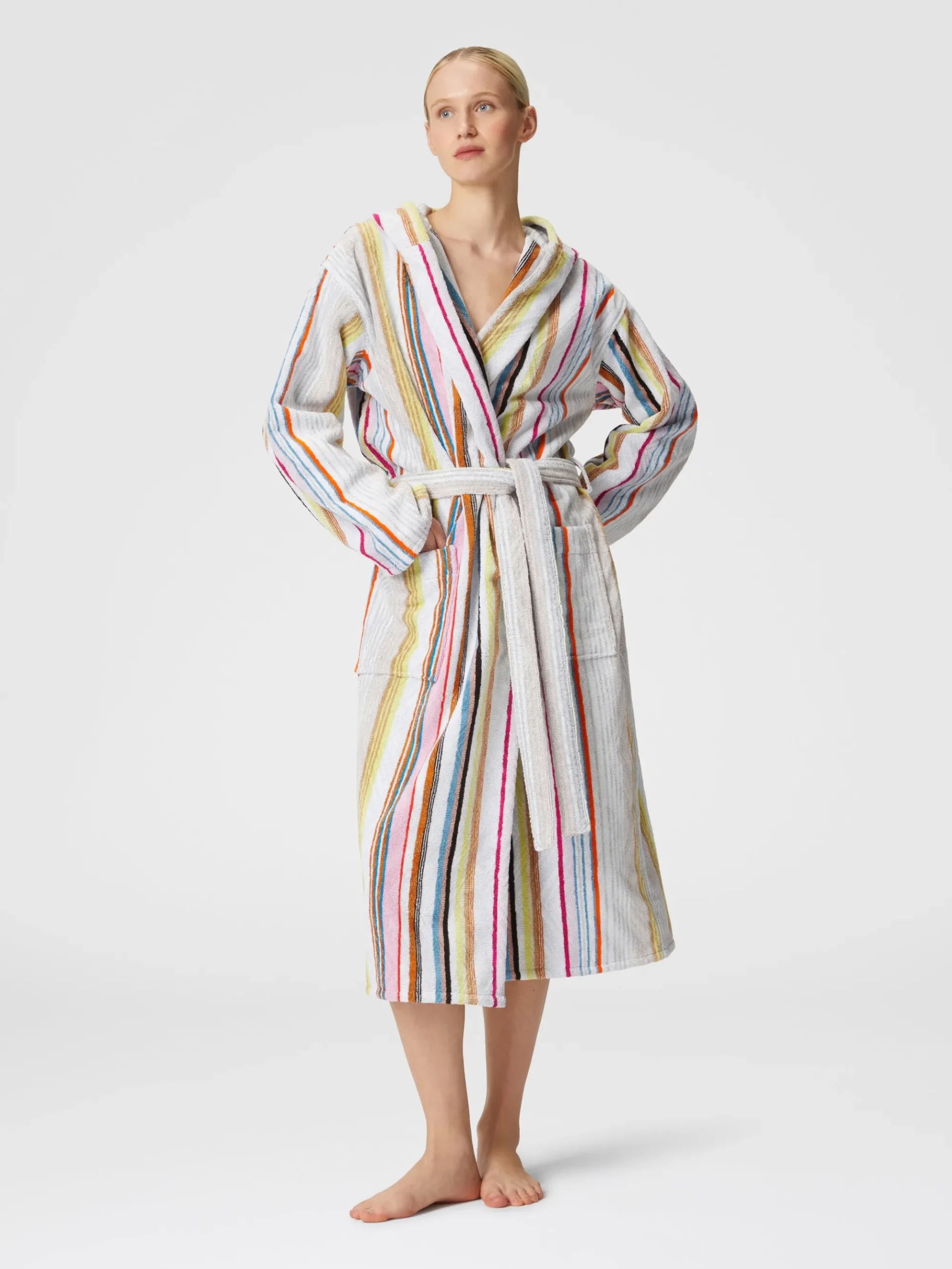 Moonshadow cotton terry bathrobe with lurex