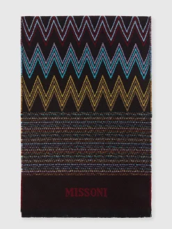 Multi-knit wool shawl with logo