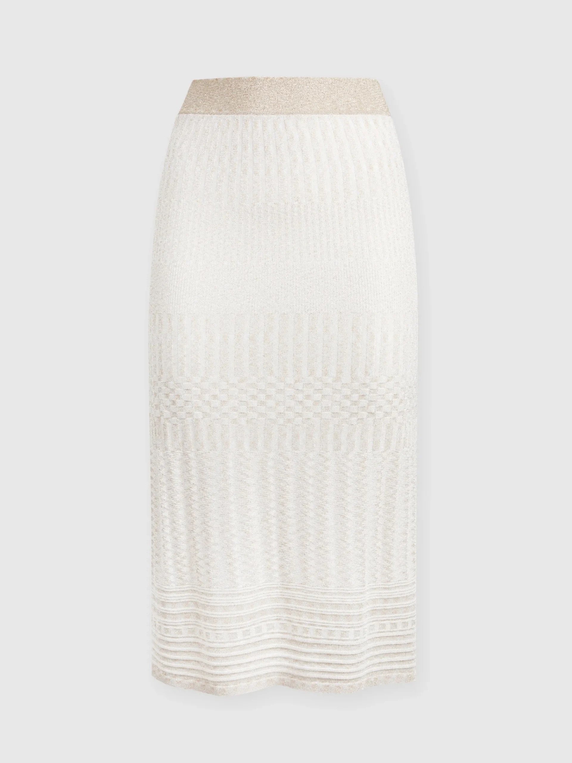 Multi-processed lamé viscose midi skirt