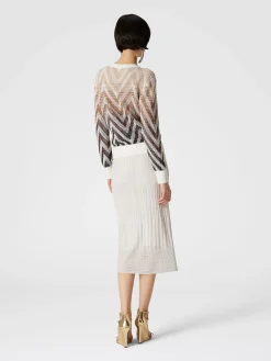 Multi-processed lamé viscose midi skirt