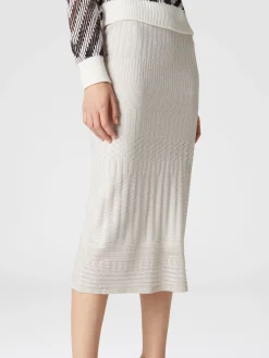 Multi-processed lamé viscose midi skirt