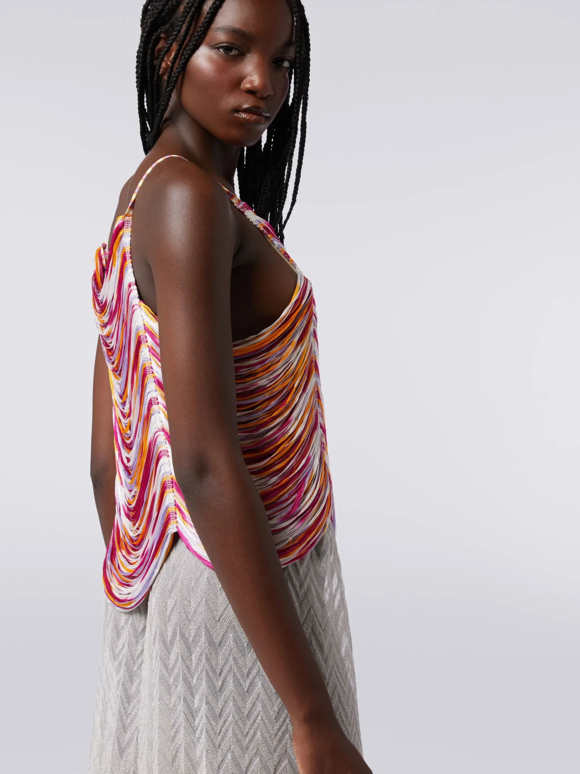 Multi-strand slub viscose top