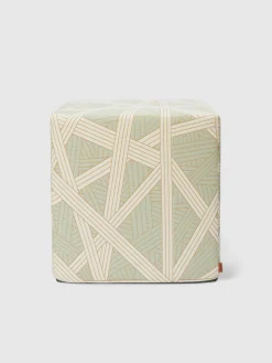 Nastri 40x40x40 cm footstool cube with contrasting stitching