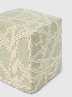 Nastri 40x40x40 cm footstool cube with contrasting stitching