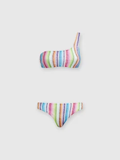 One-shoulder bikini with zig zag print