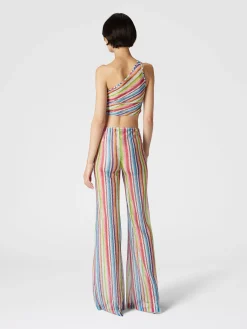 One-shoulder crop top with side gathering