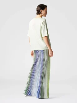 Oversized crewneck sweater in lamé viscose with whetstone sleeves