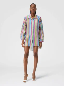 Oversized printed silk and cotton shirt