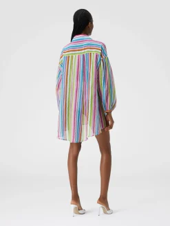Oversized printed silk and cotton shirt