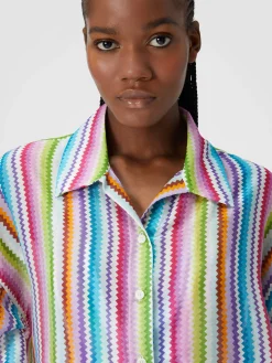 Oversized printed silk and cotton shirt