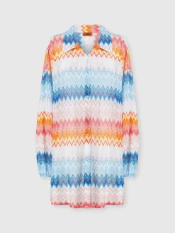 Oversized shirt in zig zag lamé viscose blend