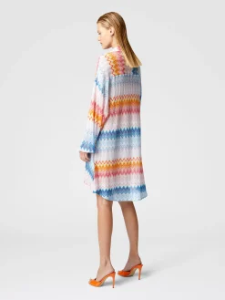 Oversized shirt in zig zag lamé viscose blend