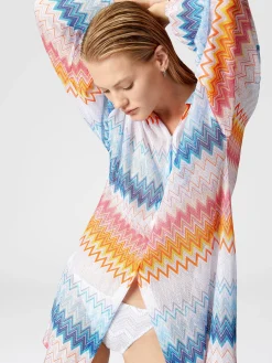 Oversized shirt in zig zag lamé viscose blend