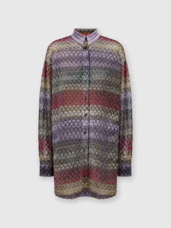 Oversized shirt with lamé lace pattern
