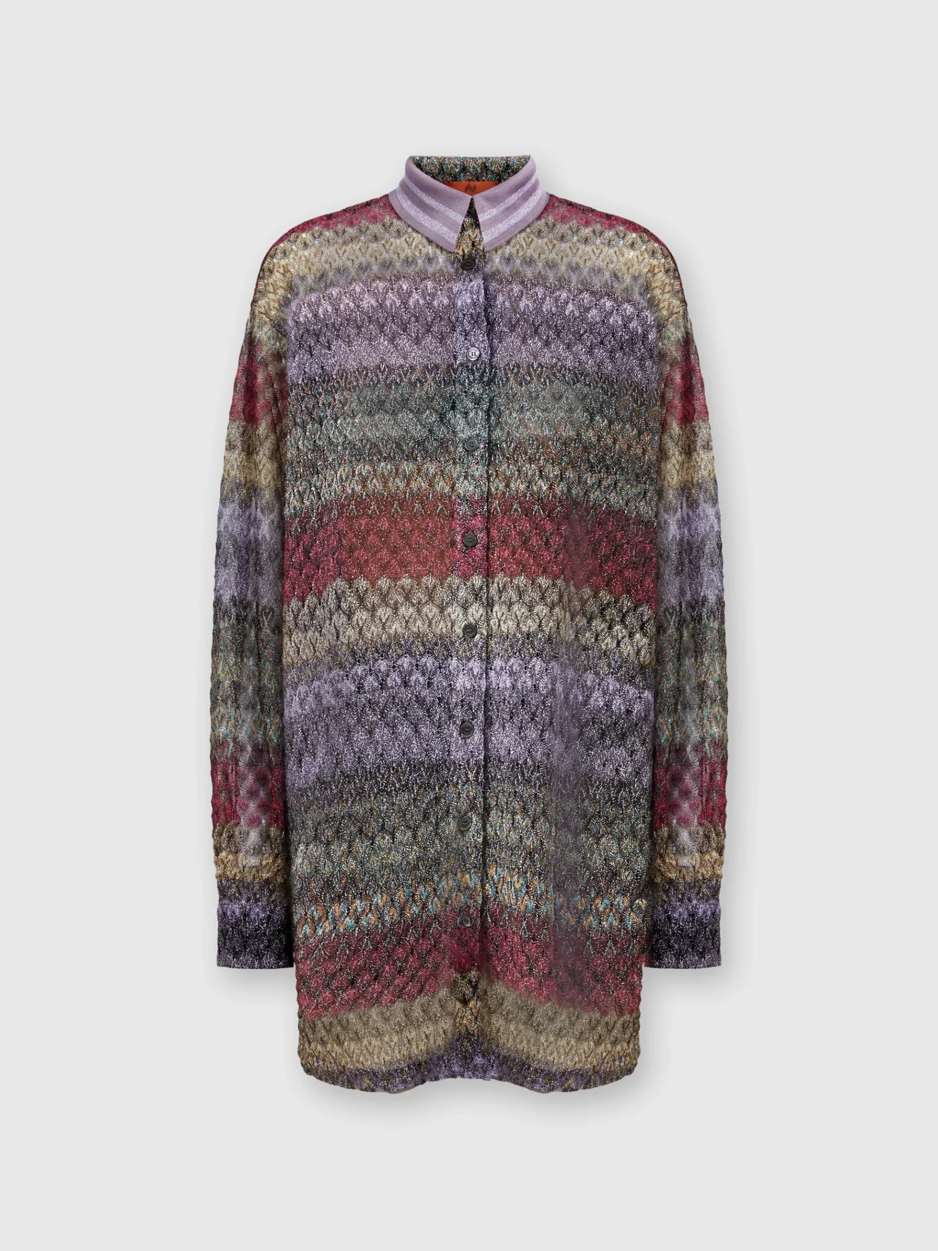 Oversized shirt with lamé lace pattern