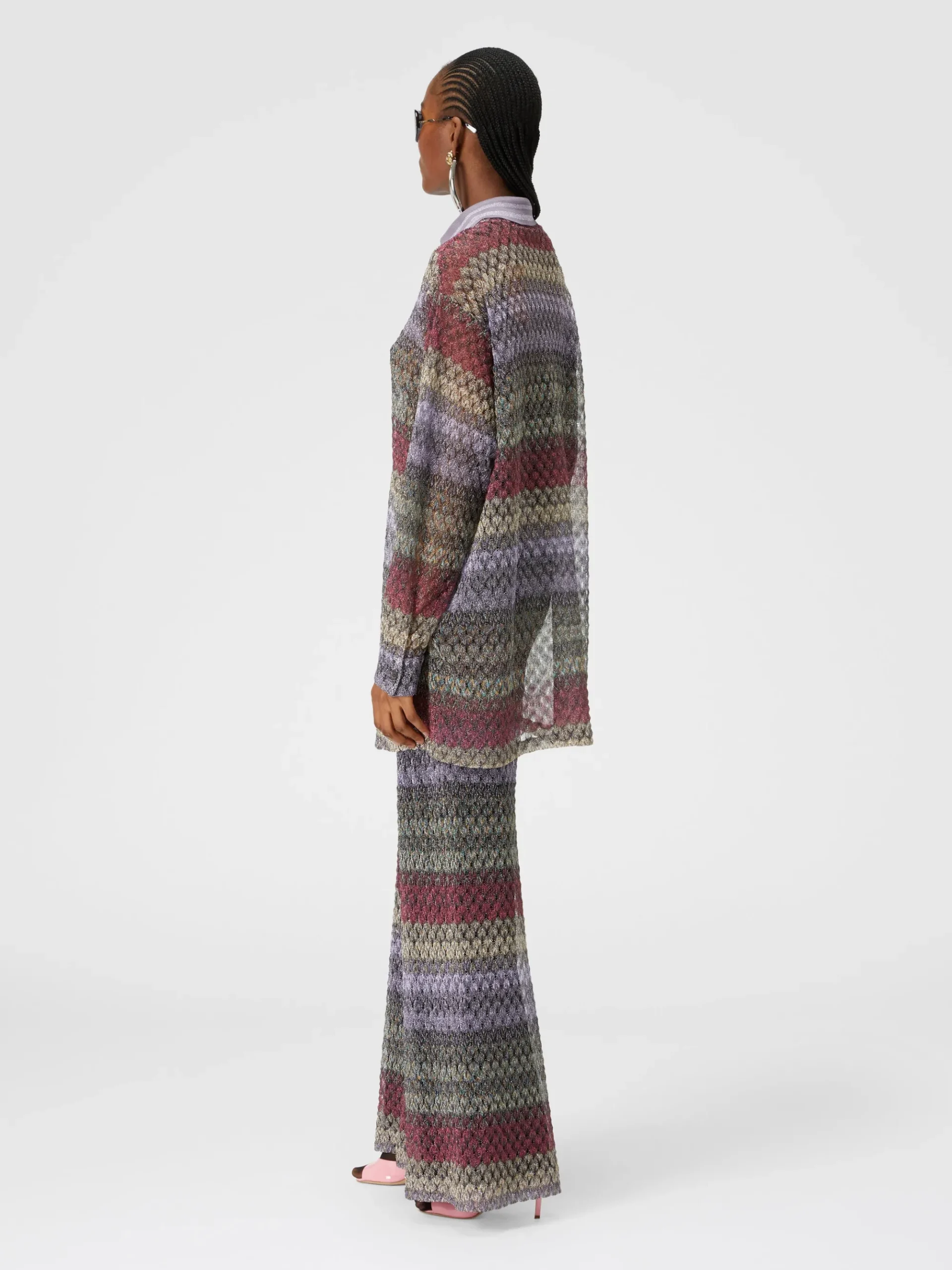 Oversized shirt with lamé lace pattern