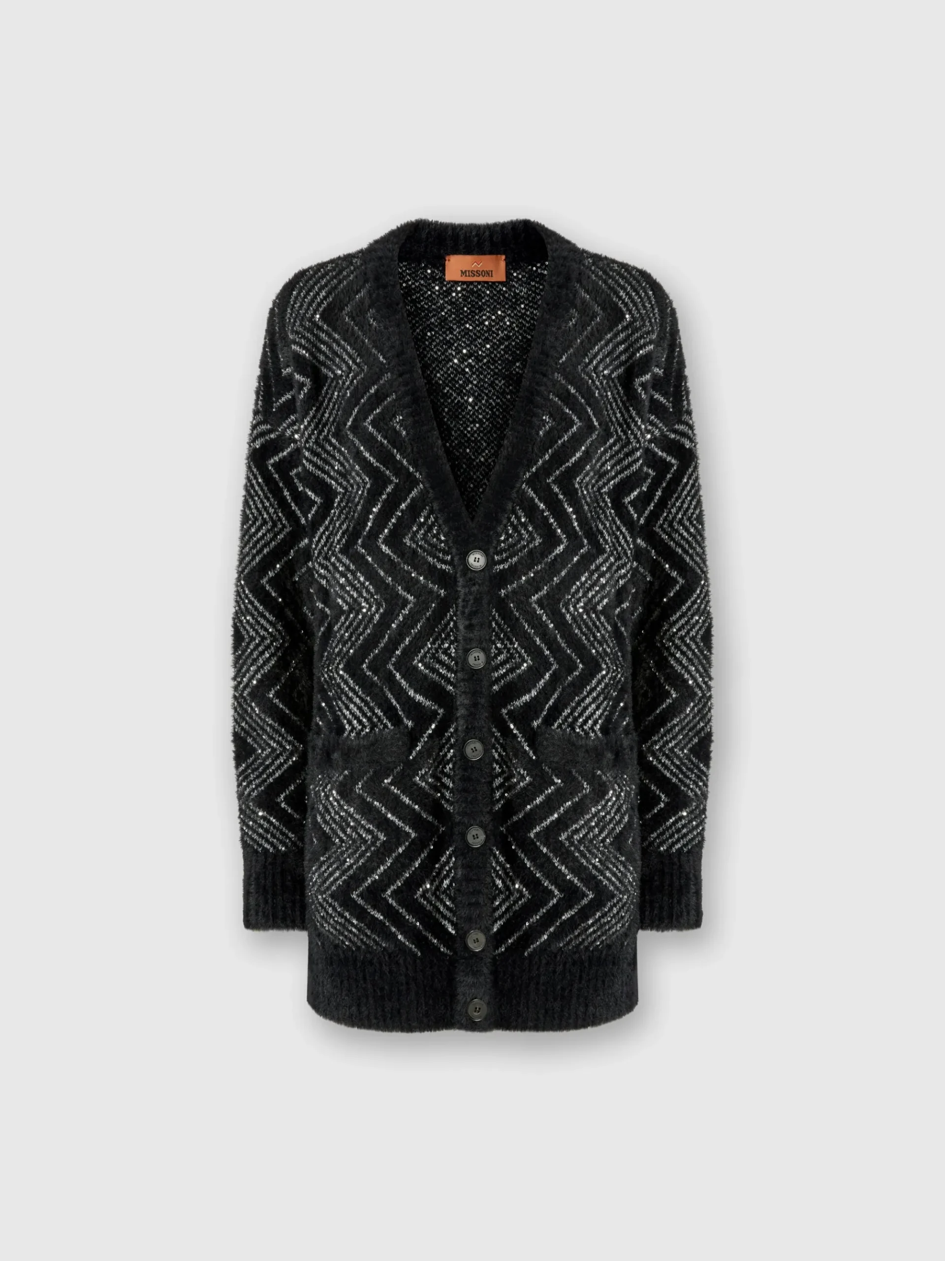 Oversized zig zag cardigan with sequins