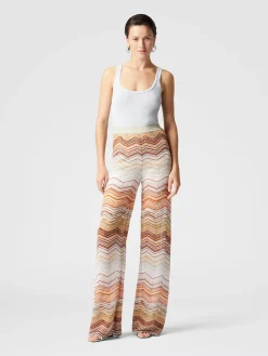 Palazzo chevron lamé trousers with sequins