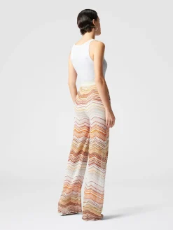 Palazzo chevron lamé trousers with sequins